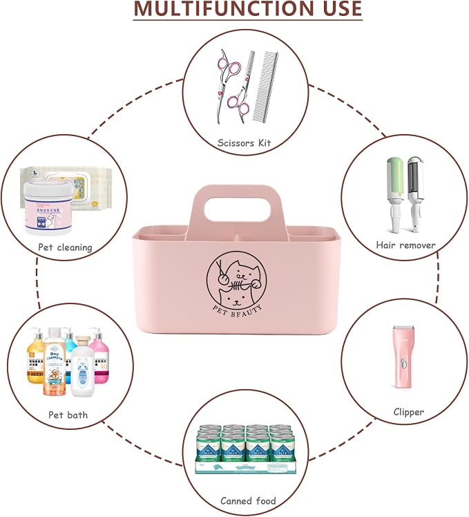 5-Compartment Pink Dog Stuff Storage Caddy - Image 4