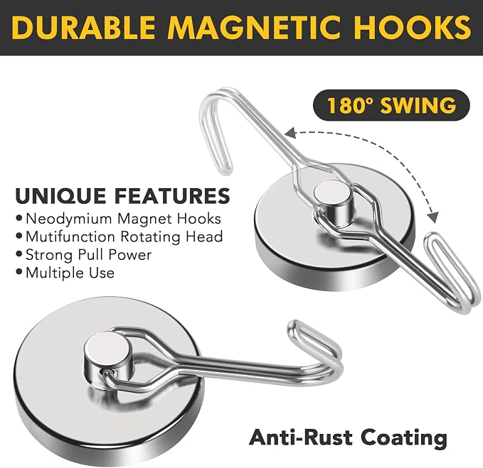 MIKEDE 120LB Magnetic Hooks, Neodymium Magnet Hooks - Image 5