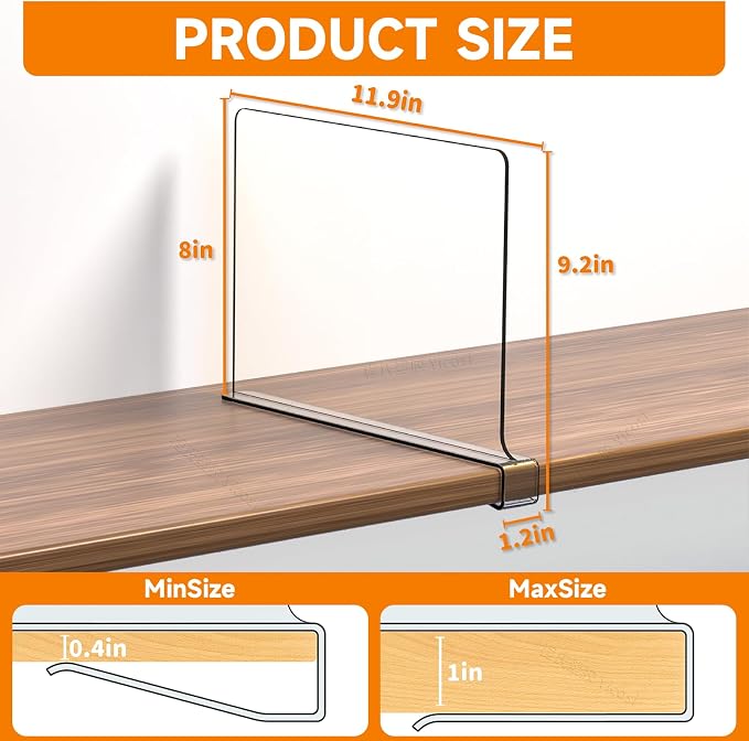 Yieach 4 Pack Clear Acrylic Shelf Divider - Image 2