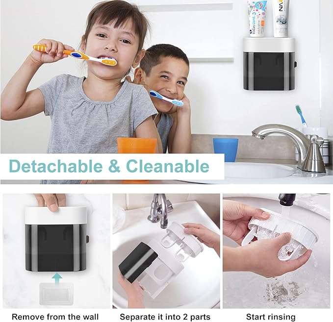 Toothbrush Holder Toothpaste Dispenser Wall Mounted - Image 4