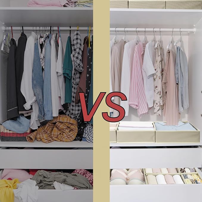 16 Pcs Drawer Organizer, Fabric Closet Organizer and Storage Baskets, Foldable - Image 5