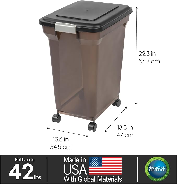 IRIS USA WeatherPro Airtight Dog Food Storage Container, Attachable Wheels - Image 3
