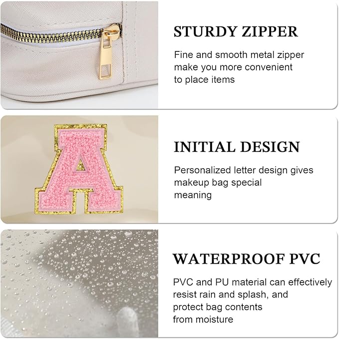 YOOLIFE Initial Makeup Bag Travel Toiletry Bag Clear Makeup Bag Preppy Cosmetic - Image 6