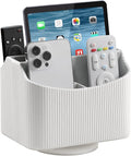 PU Leather Remote Control Holder, 360 Degree Rotating Desk Organizer Storage by NICLNGSH