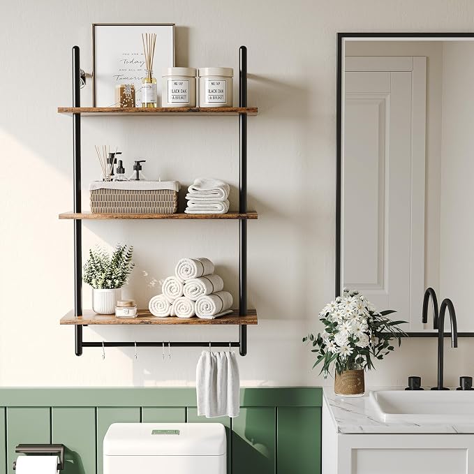 Bestier 3 Tier Industrial Pipe Shelving, Floating Kitchen Shelves - Image 6