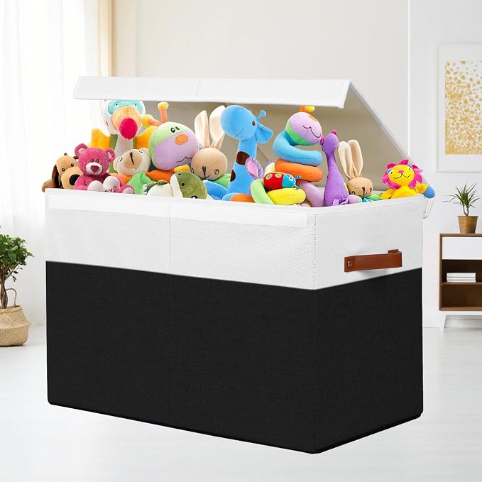 Large Toy Storage Box with Lid, Sturdy Toys Storage Chest Bin Organizer Basket - Image 2