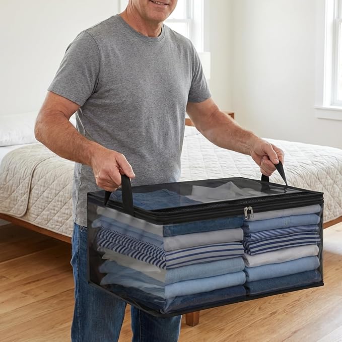 Fixwal 80L Large Storage Bags 4 Pack Clothes Storage Bins Foldable Thick - Image 5