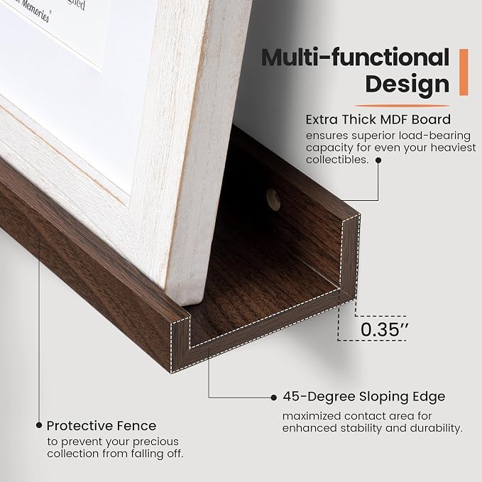 Fun Memories Picture Ledge Shelf, 48 Inch Long Floating Shelves Set of 6 - Image 4