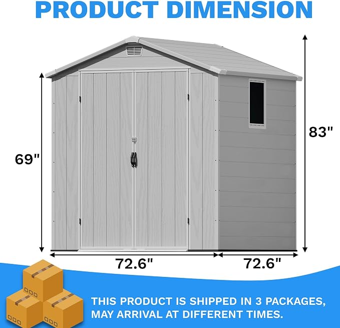Greesum 6x6FT Plastic Outdoor Storage Shed - Image 2