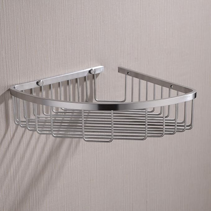 304 Stainless Steel Shower Caddy Corner Basket Shelf Bathroom Organizer Wall - Image 2