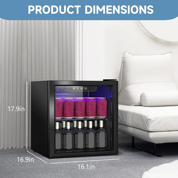Beverage Refrigerator Cooler, 60 Can Mini Fridge Glass Door - Image 3