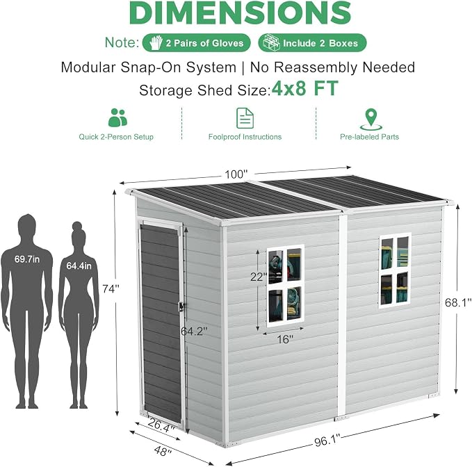 4x8 FT Plastic Storage Sheds Outdoor - Image 6