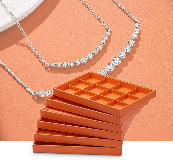 Oirlv Luxury Leather Jewelry Display Tray 24 Grid Jewelry Organizer Tray - Image 2