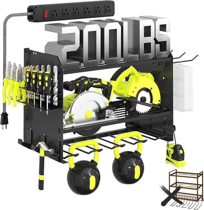 3 Layer Heavy Duty Power Tool Organizer Wall Mount - Image 3