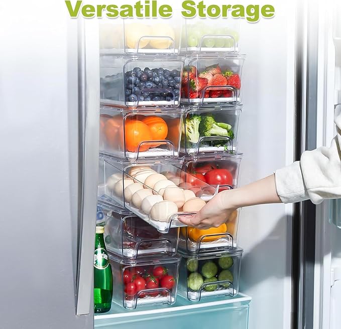 6-Pack Fridge Drawer Organizer, Pull-out Stackable Refrigerator Organizers and - Image 6