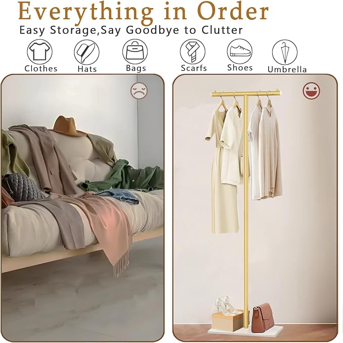 T-Shaped Metal Rack Stand, Modern Clothes Rack - Image 5
