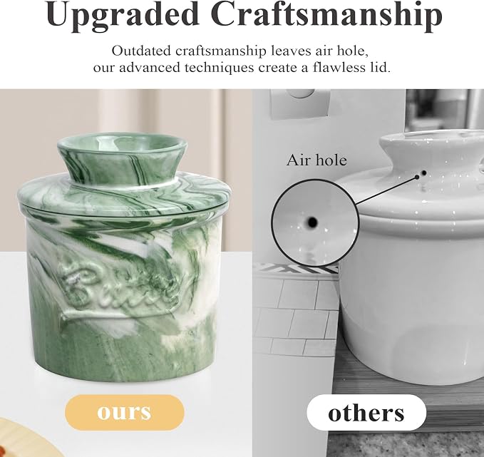 Ceramic Butter Crock with Lid & Spreader Knife, Butter Keeper - Image 4