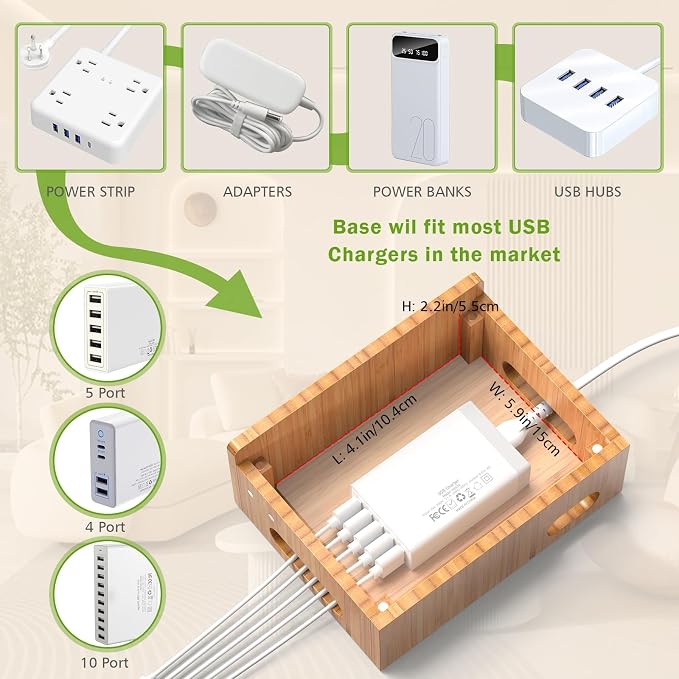 Pezin & Hulin Bamboo Charging Station Organizer - Image 5