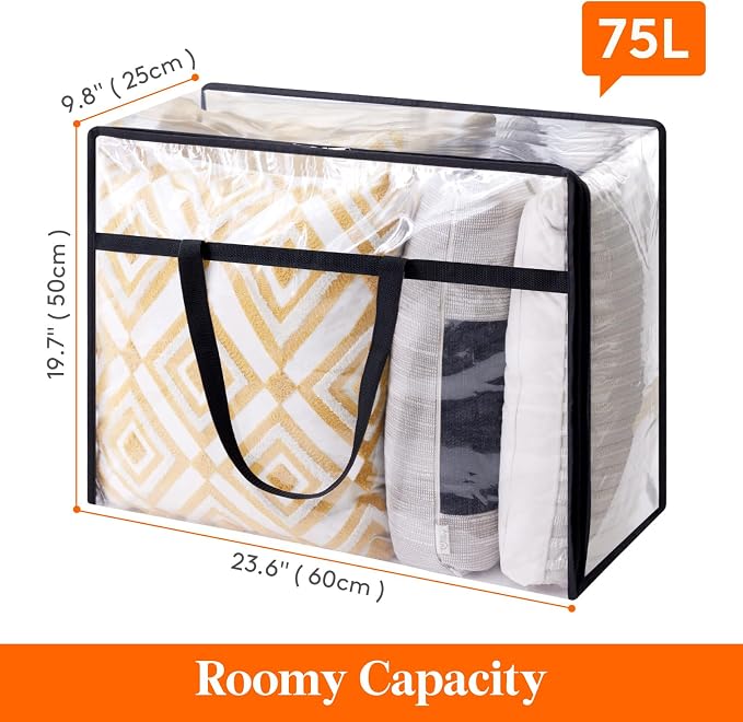 Lifewit 8 Pack Clear Clothes Storage Bags, 75L Large Plastic Blanket Storage - Image 3