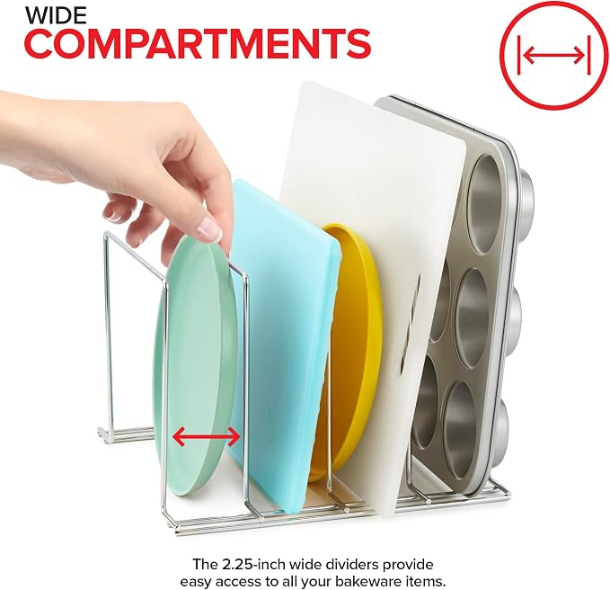Stock Your Home Chrome Steel Baking Pan Organizer Rack - Image 4