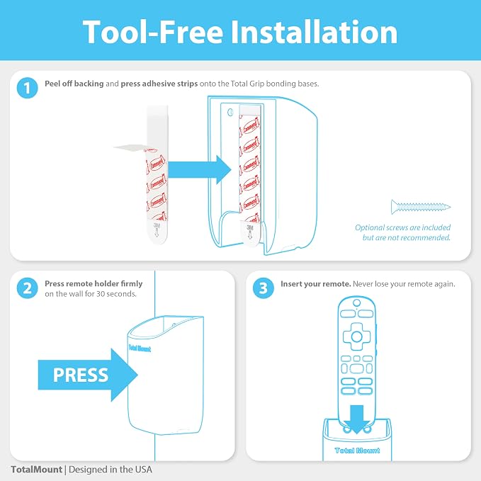 TotalMount Hole-Free Remote Holder – Eliminates Need to Drill Holes in Your Wall - Image 8