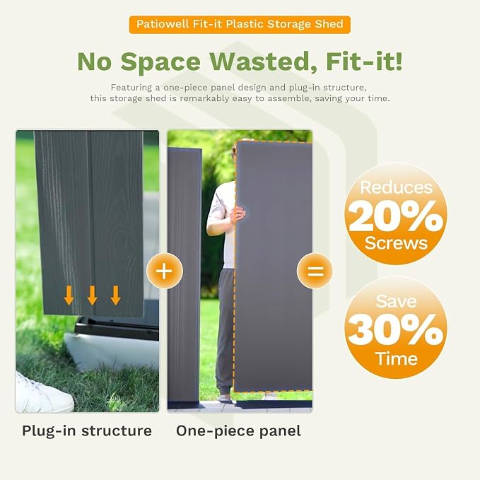 Patiowell 4 x 6 Resin Storage Shed, Outdoor Plastic Garden Shed - Image 6