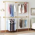 Gold Pipe Clothing Racks Wall Mount Gold Clothes Rack, Heavy Duty Industrial by IronJiaZu