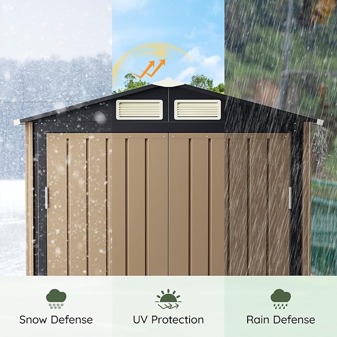 5x3 FT Outdoor Metal Storage Shed, Double Door, 1 Clear Window, Tool Shed - Image 6