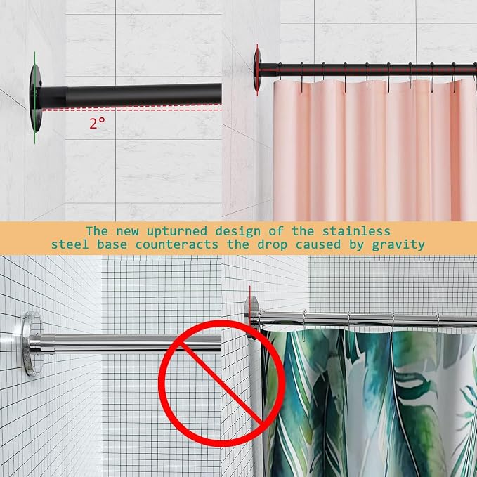 L-Shaped Corner Shower Curtain Rod, 「Black 24"-53" x 24"-53"」 Adjustable - Image 4