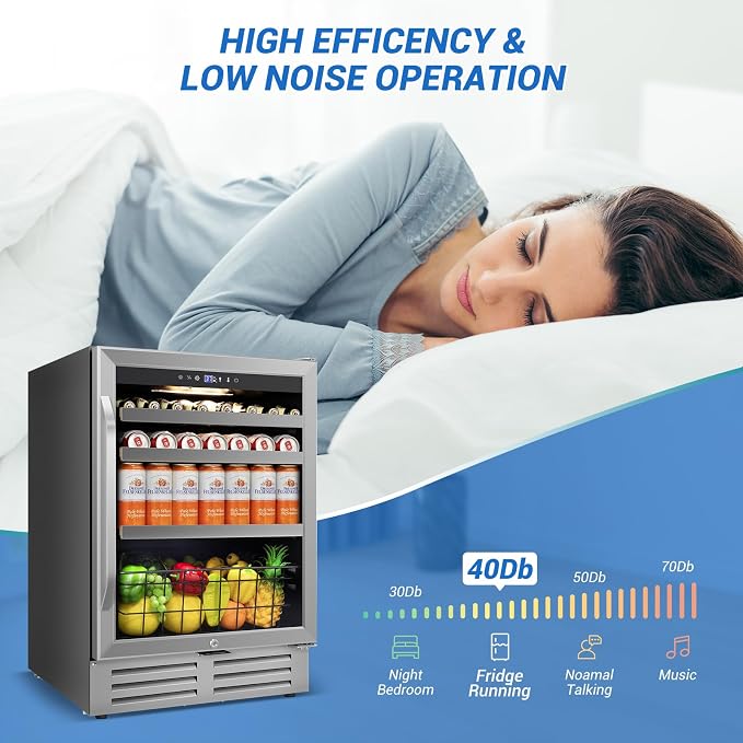24" Beverage Refrigerator Cooler Under Counter, 180-Can Capacity, 24 Inch Wide - Image 7