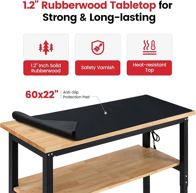 Adjustable Height Work Bench 60x 22 Workbench - Image 2