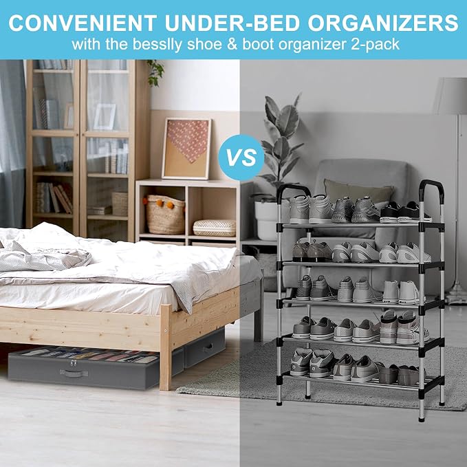 2 Pack Under Bed Shoe Storage Organizer - Image 6