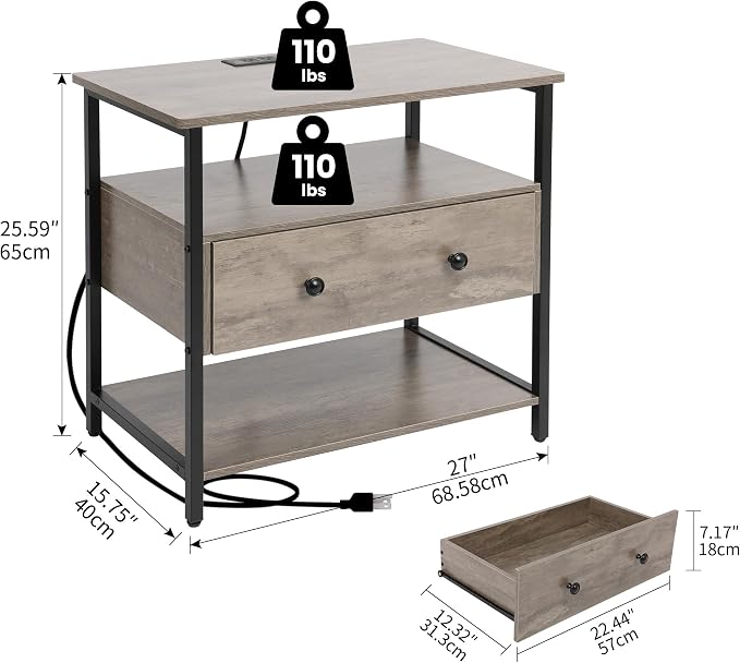 27 Inch Wide Night Stand Set 2 - Image 3