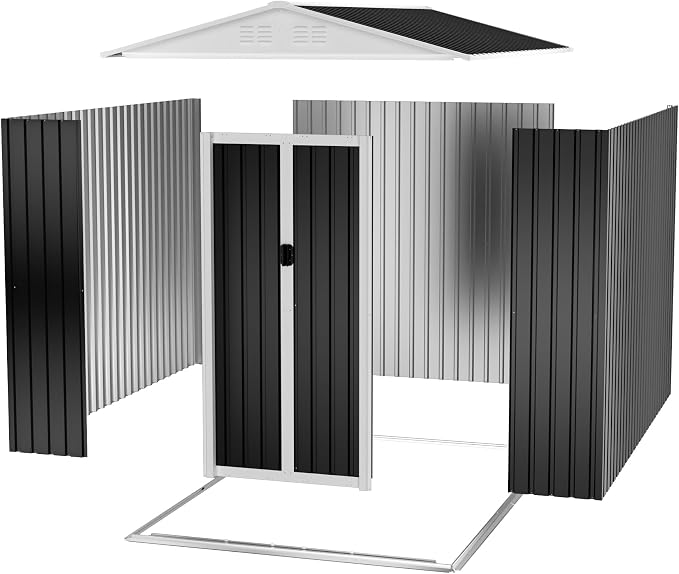 6x9ft Outdoor Metal Storage Shed Waterproof Garden Shed - Image 4