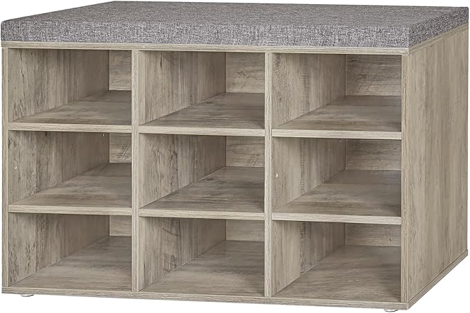 DINZI LVJ Shoe Bench, 9 Cubbies Shoe Organizer by DINZILVJ
