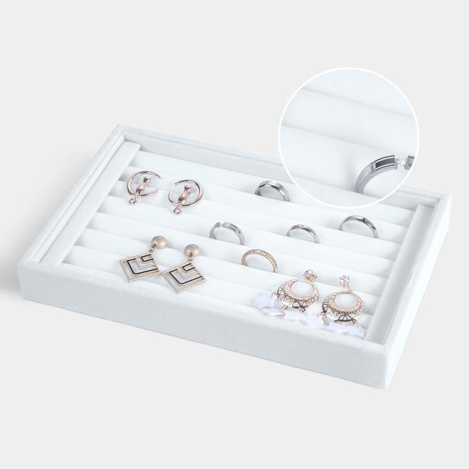 Valyria Velvet 7 Slots Ring Earrings Trays Showcase Display Jewelry Organizer - Image 3