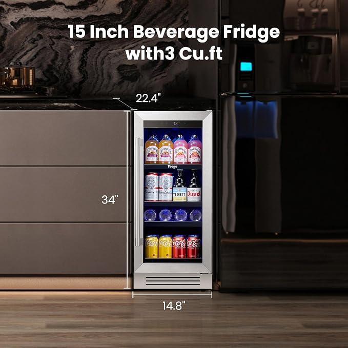 Yeego 15 Inch Beverage Refrigerator – 100 Can Mini Fridge - Image 6
