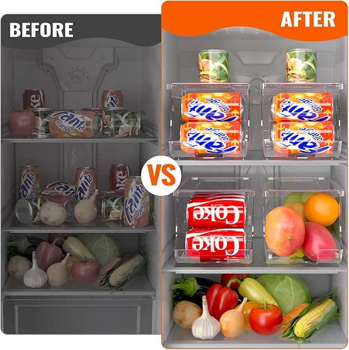 2 Pack Soda Can Organizer for Refrigerator, Stackable Canned Food Pop Cans - Image 6
