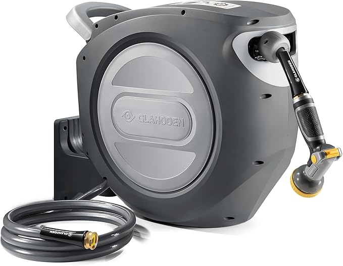 GLAHODEN Retractable Garden Hose Reel 1/2 in x 100 ft Upgraded UV Resistant by GLAHODENDreamingHouse