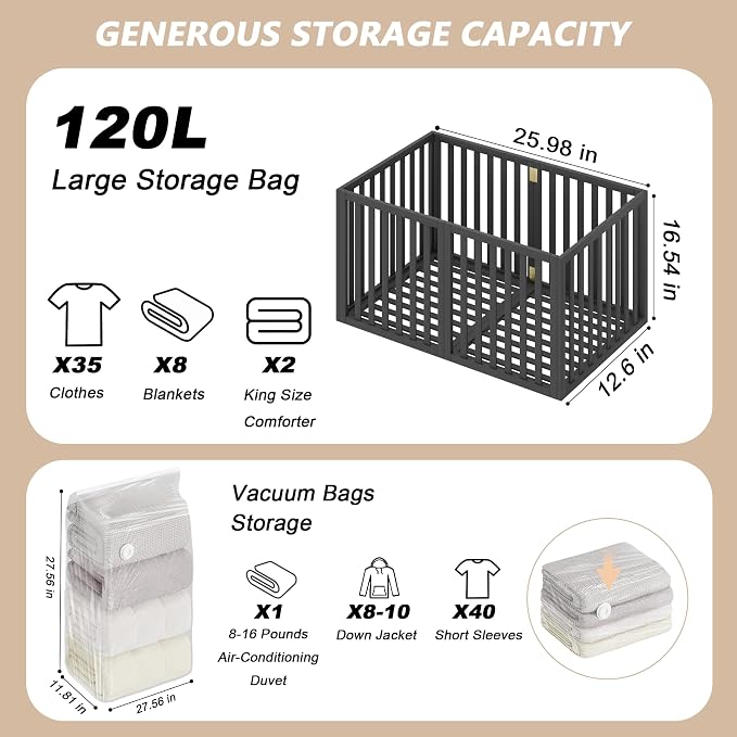 90 L Large Storage Bins, 2 Pack Clothes Storage Bins Foldable Closet Organizers - Image 5