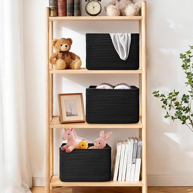 Storage Baskets for Organizing, 4 Pack Storage Baskets for Shelves, Woven - Image 2