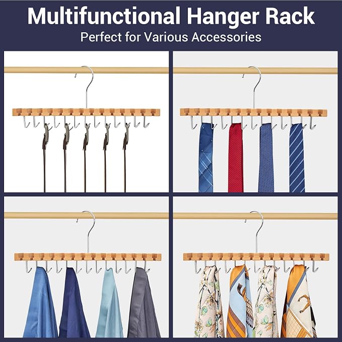 Belt Hanger Organizer for Closet: Ohuhu 2 in 1 Wall Mount Hanger 14 Slots+13 - Image 6