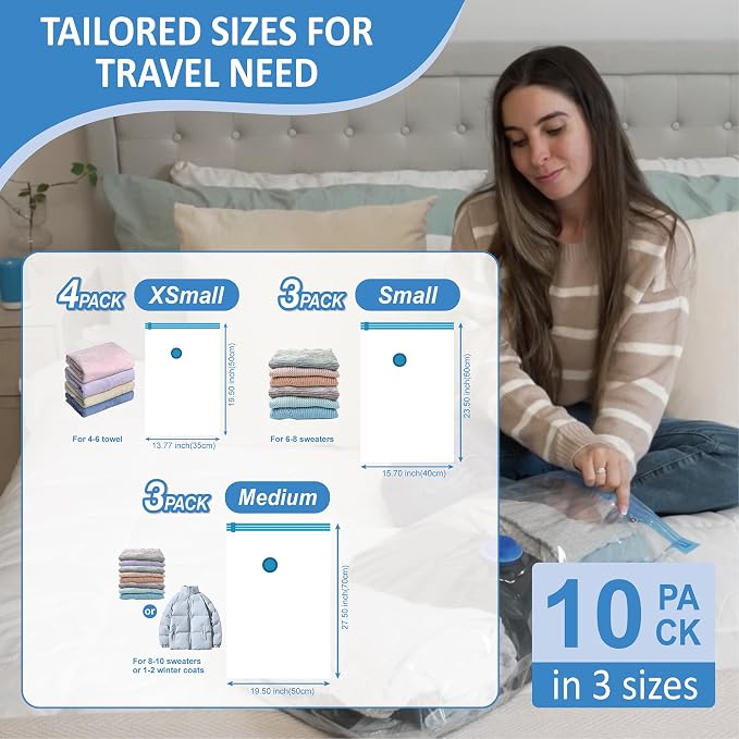 10 Pack Travel Vacuum Storage Bags - Image 4