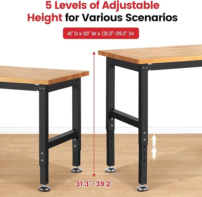 Work Bench for Garage Workbench Adjustable Height Work Table for Shop - Image 6