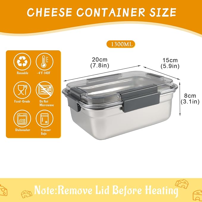 Cheese Container for Refrigerator, Cheese Stainless Steel Container - Image 7