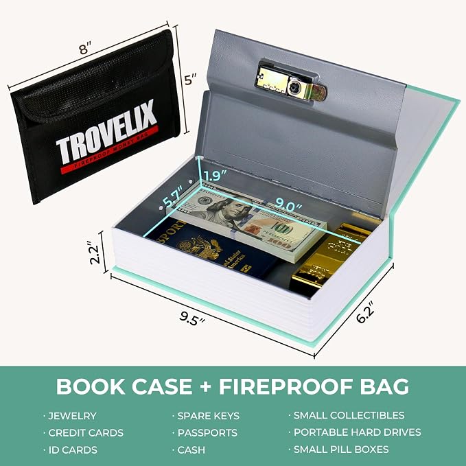 Book Safe with Combination Lock, Hidden Safe with Fireproof Bag, Secret - Image 3