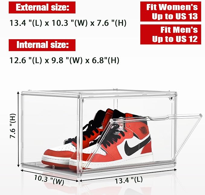 2 Pack Clear Shoe Storage Boxes Stackable Acrylic Shoe Display Case, Large - Image 3
