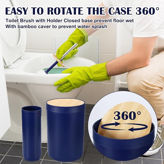 iMucci Bathroom Accessories Set Navy Blue Bathroom Decor Sets - Image 3