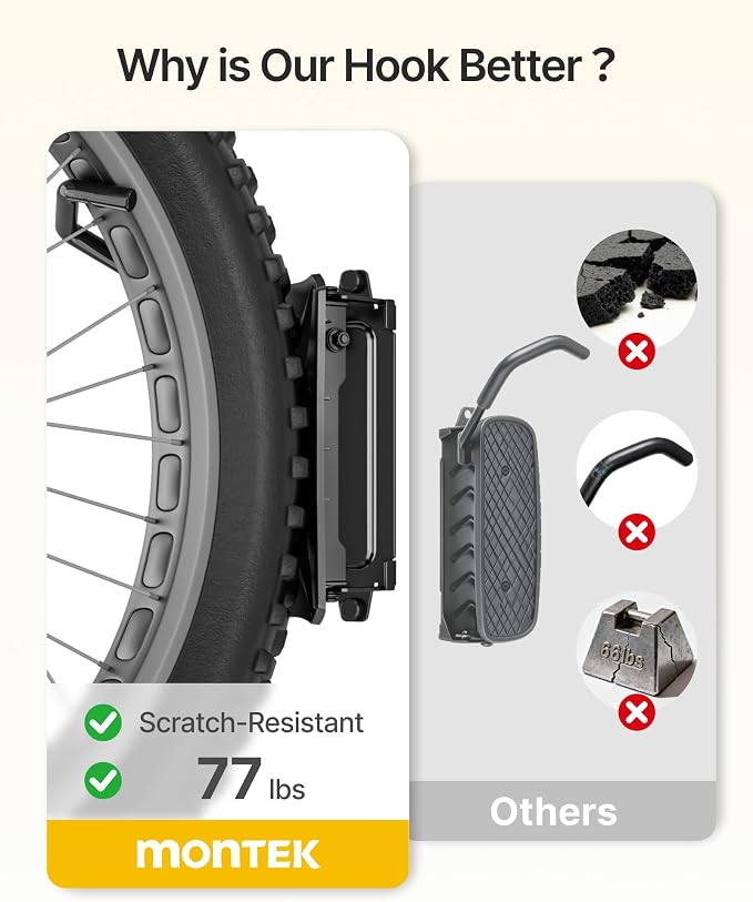 monTEK Bike Wall Mount for 4.5" Tire Width, Swivel Bike Wall Hanger Holds Up to - Image 5