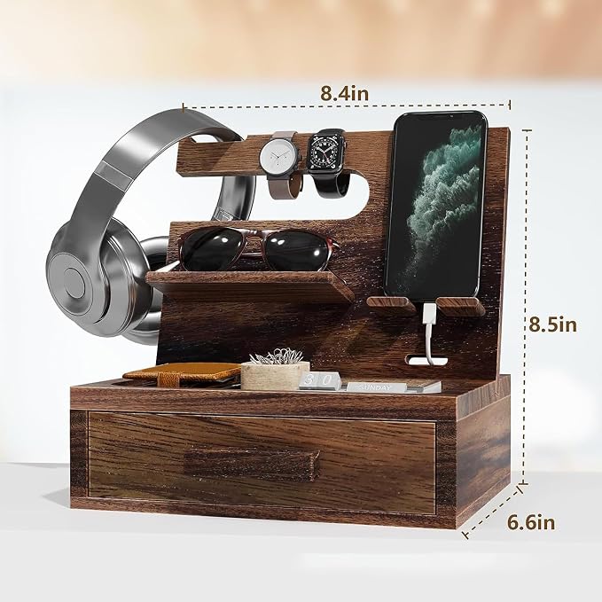 Night Organizer – Wood Phone Dock Station, Desk Organizer - Image 2